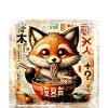 Ramen Fox Grunge Poster Style