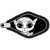 Alien peeks out zipper