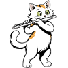 Cat plays flute