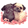 Cute pug couple