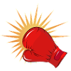 Roter Boxhandschuh mit Schlag-Effekt