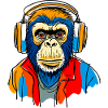 Monkey with headphones