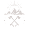 Robustes Berg-Sonnenaufgangsaxt-Emblem