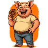 Happy pig with donut