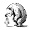 Gentle encounter: Girl & Bear