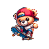 Skater teddy bear on skateboard