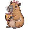 Söpö Capybara Kawaii Anime Drinking Bubble Tea