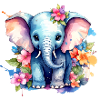 Elefant,Graffiti, bunt, Malerei,blumen