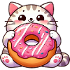 Simpatico gatto con ciambella dolce goloso