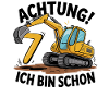 7th Birthday 7 Years Excavator Construction Vehicle Construction Site