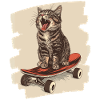 Skateboard Cat