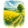 Spring-like landscape with rapeseed field