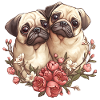 Cute pug couple