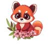 Roter Panda mit Blüten