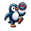 Pingouin s’amusant avec le volley-ball