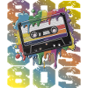 80s Retro Cassette Rainbow Nostalgia