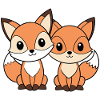 Deux petits renards amis complices