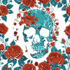 Skull and roses