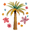Palm tree and flower