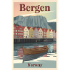 Bergen Norway Retro Poster Vintage Souvenir