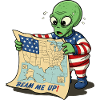 Cute Alien with USA Map