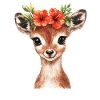 Deer with flower wreath