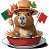 Charming Capybara in Festive Noodles