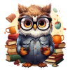 Die weise Bibliothekar-Eule