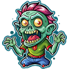 Neon Punk Zombie Cartoon