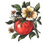 Tomato with flowers