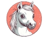 Weißes Pony mit Blick