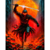 Fiery ninja in battle