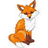 Sitzender süßer, schüchterner Fuchs