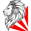 Stylish lion with headphones