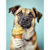 Hund mit Eis