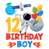 12 Birthday Boy Astronaut Balloons
