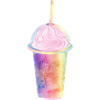 Pastel-coloured milkshake with cream topping