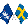 Crossed flags of Halland and Sweden