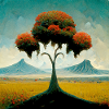 Surrreal Landscape Tree Solitude Mountains