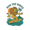 Surfer Lion at Sunset