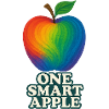 Mela colorata con titolo "One Smart Apple"