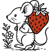 Mouse with Strawberry - Cute Nature Art