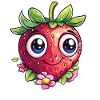 Happy strawberry with flowers