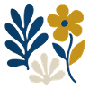 Floral Composition – Blue & Mustard