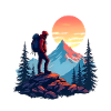 Hiker Mountains Sunset