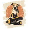 American Bulldog Dog on Skateboard