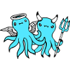 2 Octopus Devil Angel Heaven Hell Team Friends