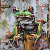 Graffiti green frog rusty surface