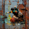 Graffiti Floating Mallard Rusty Background
