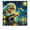 Snow Monkey Starry Night